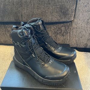 UA MG Valsetz LTHR WP IN BLACK NEVER WORN. IN BOX.